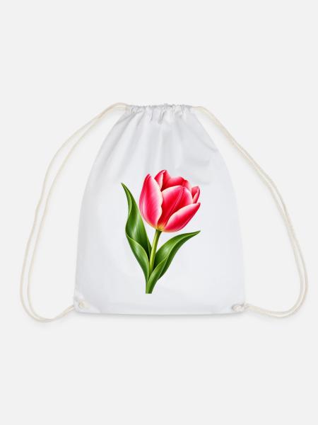Rosa Tulpenblüte - Turnbeutel - Weiß