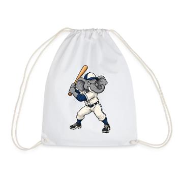 Elefant beim Baseball - Turnbeutel - Weiß - Vorne