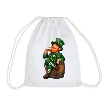 Leprechaun mit Latte Macchiato – Irischer Kaffee - Turnbeutel - Weiß - Vorne