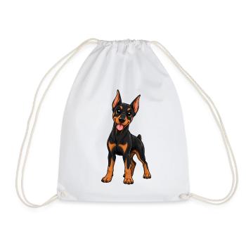 Dobermann Kawaii Style – Süßer eleganter Hund - Turnbeutel - Weiß - Vorne