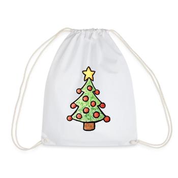 Verspielter Weihnachtsbaum - Turnbeutel - Weiß - Vorne