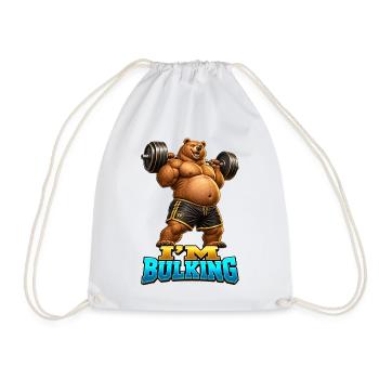 Muscular Bear I'M BULK – Fitness-Stimmung - Turnbeutel - Weiß - Vorne