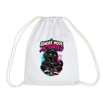 RobVibe Wild Club – Cat Ignore Mode Activated - Turnbeutel - Weiß - Vorne