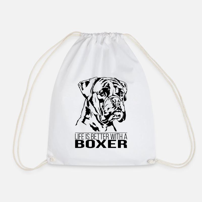 BOXER life is better Hunde Spruch Hund Wilsigns - Turnbeutel - Weiß
