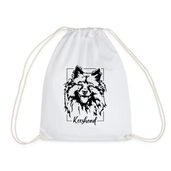 Keeshond Dog Portrait Dog Dogs Wilsigns - Drawstring Bag - white - Front