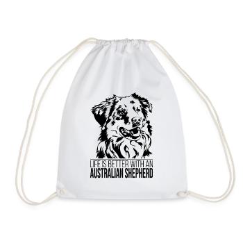 Australian Shepherd Dogs Saying Aussie Wilsigns - Drawstring Bag - white - Front