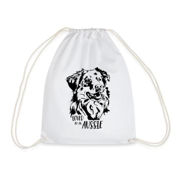 Australian Shepherd loved by an Aussie Wilsigns - Drawstring Bag - white - Front