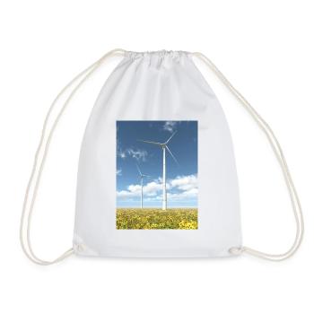 Windkraftanlagen mit Sonnenblumen - Turnbeutel - Weiß - Vorne