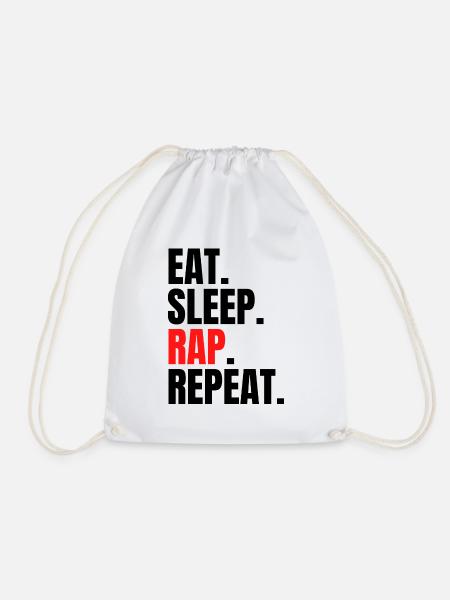 eat sleep rap repeat - Turnbeutel - Weiß