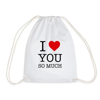 I love You So Much - I love You Heart Much - Drawstring Bag - white - Front
