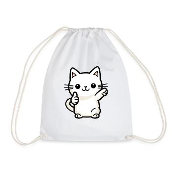 Katze - Dabbende Katze - Turnbeutel - Weiß - Vorne