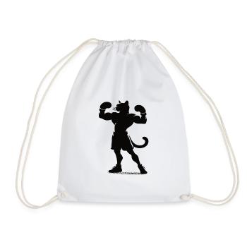 Boxing cat in silhouette style - Boxing Design - Drawstring Bag - white - Front