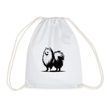Spitz – Fluffy & Loyal, great dog design - Drawstring Bag - white - Front