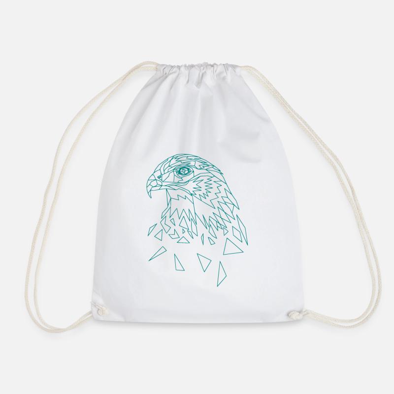 Eagle geometric eagle head animal - Drawstring Bag - white
