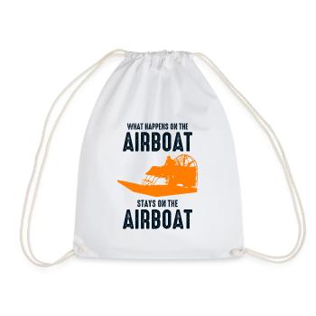 Airboat Fanboat Airboating Planeboat Swamp boat - Drawstring Bag - white - Front
