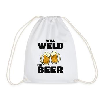 Welding Welder Metal Construction Ironworker Beer - Drawstring Bag - white - Front