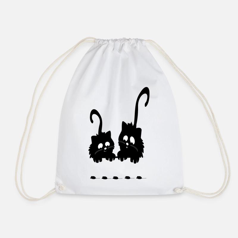 Funny cats and mice - Drawstring Bag - white