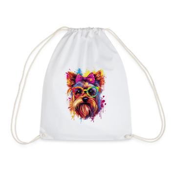 Niedliches Yorkshire-Terrier-Mädchen-Hundedesign - Turnbeutel - Weiß - Vorne