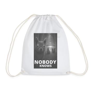 Nobody Knows – UFO Squirrel Design - Drawstring Bag - white - Front