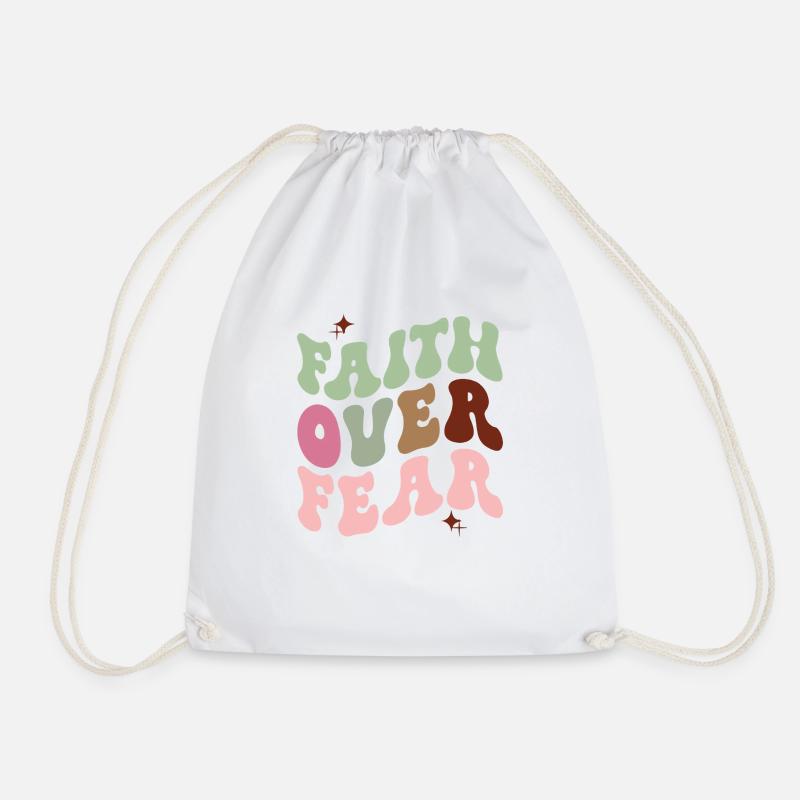 Faith Over Fear - Drawstring Bag - white