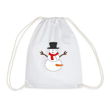 snowman - Drawstring Bag - white - Front