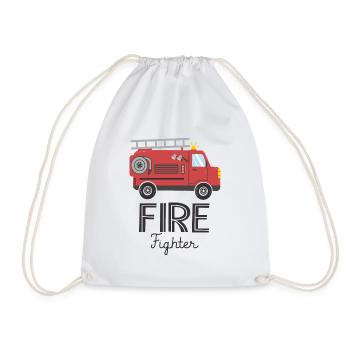 Firefighter Fire Truck Fire Brigade - Drawstring Bag - white - Front