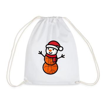 Basketball Snowman Christmas Sports - Drawstring Bag - white - Front