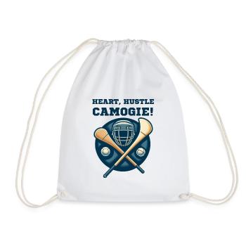 Heart, Hustle, Camogie! - Drawstring Bag - white - Front