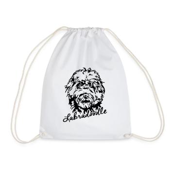 LABRADOODLE canine dog Wilsigns - Drawstring Bag - white - Front
