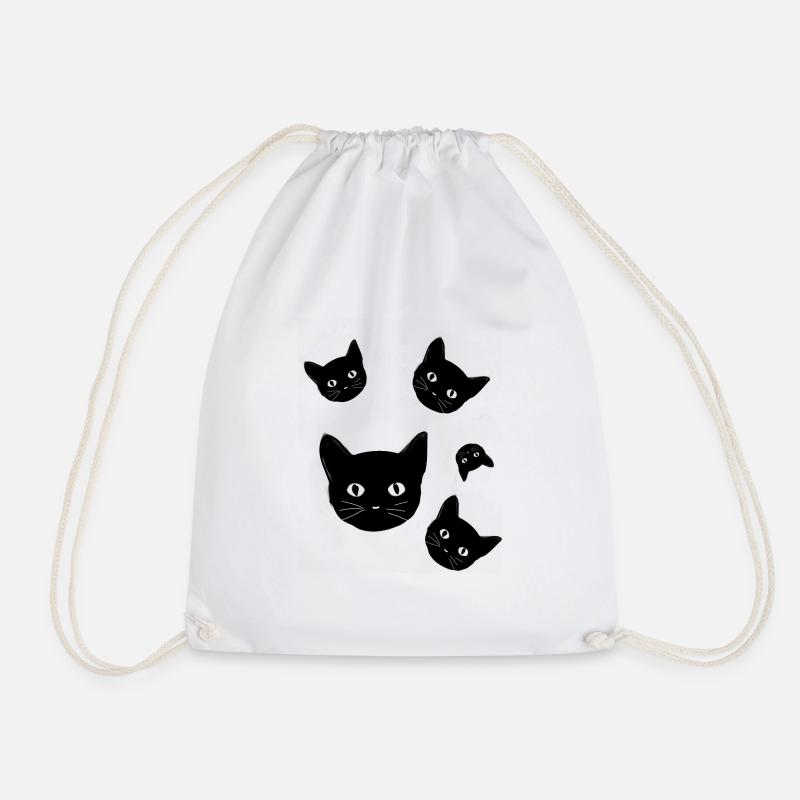 Katzen,katze,katzenkopf,schwarze katze - Turnbeutel - Weiß