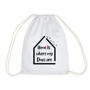 Home is where my Dogs are - Hundeliebe - Drawstring Bag - white - Front