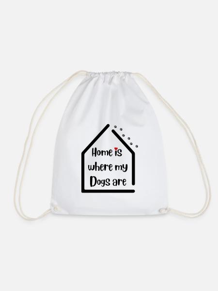 Home is where my Dogs are - Hundeliebe - Drawstring Bag - white