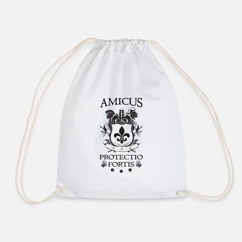 Amicus Protectio Fortis - Drawstring Bag - white