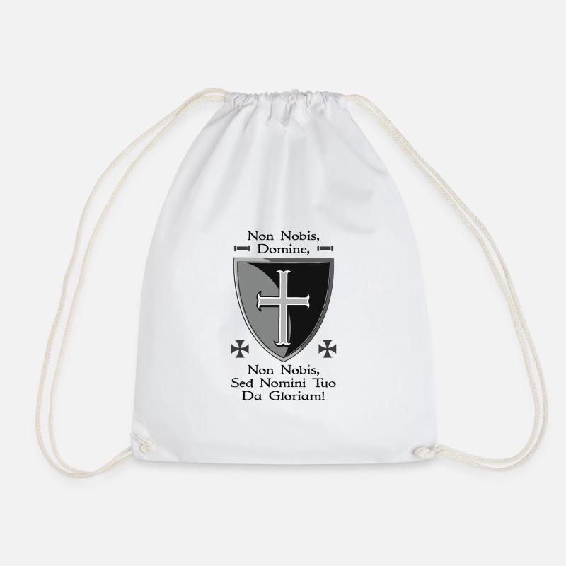Templar Shield - Drawstring Bag - white