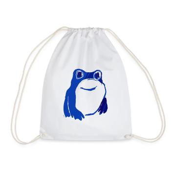 Frosch, blau, illustration, stencil, Tinte - Turnbeutel - Weiß - Vorne
