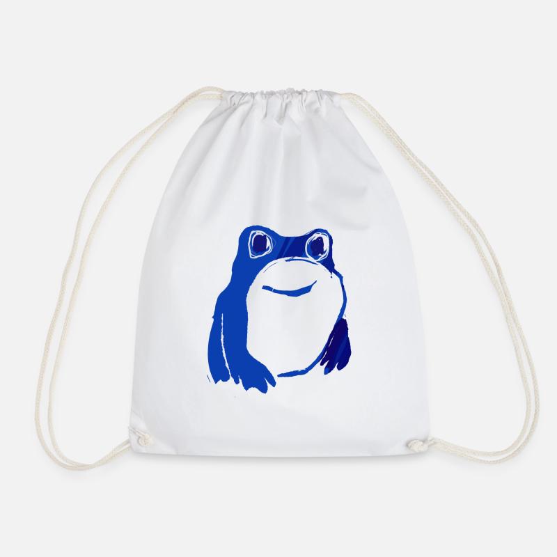 Frosch, blau, illustration, stencil, Tinte - Turnbeutel - Weiß