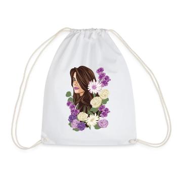 VIOLET Femme Illustration Fleurs Violettes Et Blanches - Sac de sport léger - blanc - Devant