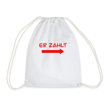 er zahlt - Turnbeutel - Weiß - Vorne