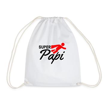 Super Papi Text mit Figur flieger rot Geschenkidee - Turnbeutel - Weiß - Vorne