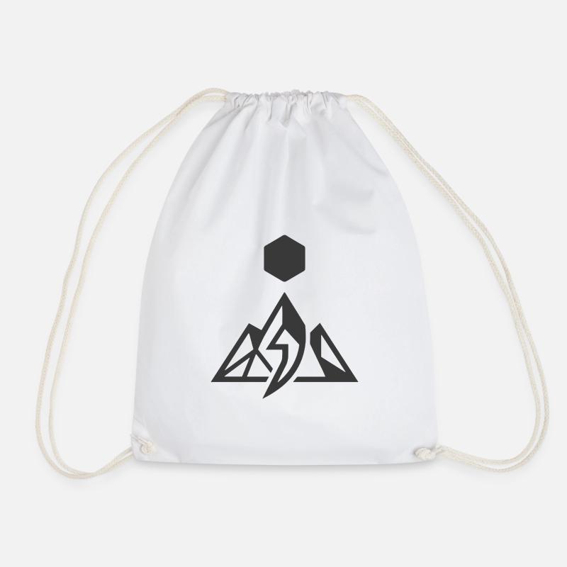 Minimalist Geometric Mountain Peak Outdoor - Drawstring Bag - white