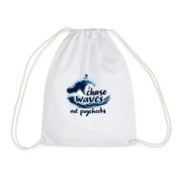 Je chasse les vagues, pas les chèques de paie – Surf et liberté - Sac de sport léger - blanc - Devant