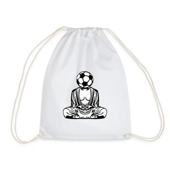football soccer buddha buddha zen master - Drawstring Bag - white - Front