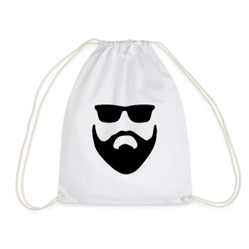 Barbe noire avec lunettes de soleil - Sac de sport léger - blanc - Devant