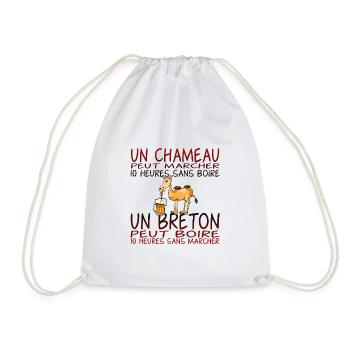 alcool humour breton chameau boire marcher 10 heur - Sac de sport léger - blanc - Devant