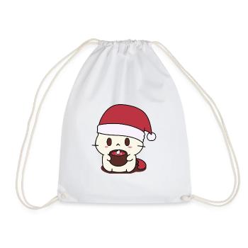 Chat Chat Café Café Chapeau de Noël Kawaii - Sac de sport léger - blanc - Devant