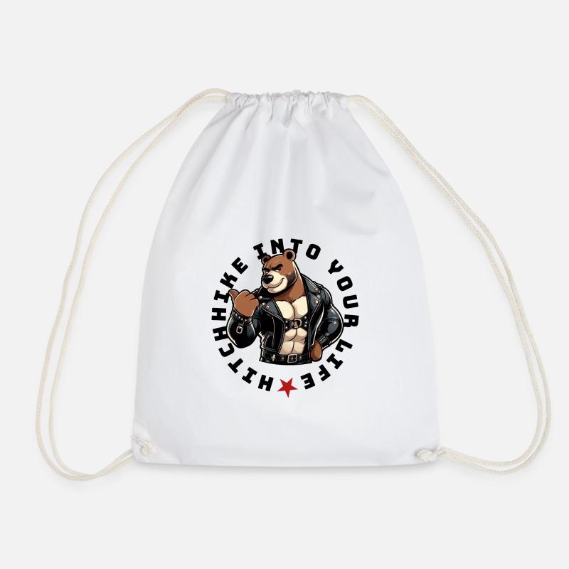 Hitchhike into your life - Drawstring Bag - white