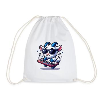 Chèvre mignonne jouant au clavier à la ferme - Sac de sport léger - blanc - Devant