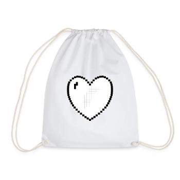 Heart heart Pixel Gamer Gift - Drawstring Bag - white - Front