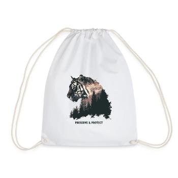 Preserve & Protect Tiger Wildcat Jungle Predator - Drawstring Bag - white - Front