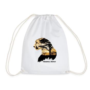 Preserve & Protect Cheetah Wildcat Africa Wilderness - Drawstring Bag - white - Front